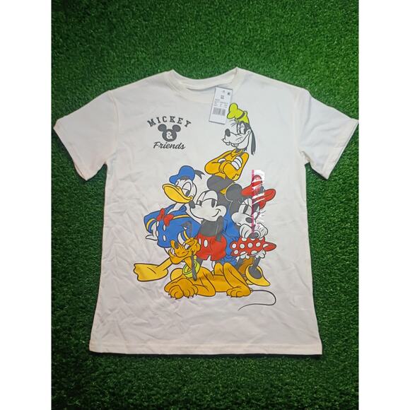 Disney Tops - New Mickey Mouse & Friends Graphic White Cotton Tee XS